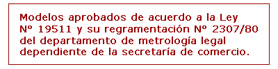 Modelos aprobados por la Secretaría de Comercio Nacional